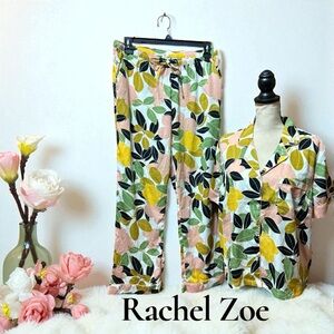 Rachel Zoe-size large silky pajama set. Funky retro floral. Like new preowned!!